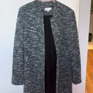 Tahari Tweed Open Jacket in Black and White